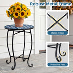 14" Mosaic Patio Accent Table with Metal Frame