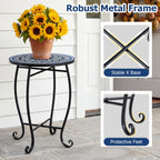 14" Mosaic Patio Accent Table with Metal Frame