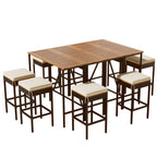 GO 10-Piece Outdoor Acacia Wood Bar Height Table And Stools Set