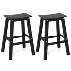 29 Inch HDPE Patio Bar Stool Set of 2 Armless Saddle Stools