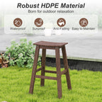 29 Inch HDPE Patio Bar Stool Set of 2 Armless Saddle Stools