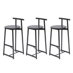 27''H Barstool Set of 3 Wooden Round Bar Stools with Footrest