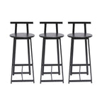 27''H Barstool Set of 3 Wooden Round Bar Stools with Footrest