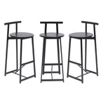 27''H Barstool Set of 3 Wooden Round Bar Stools with Footrest