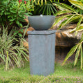 Resin Zen Bowl Pedestal Outdoor Fountain 35 Inch