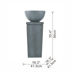 Resin Zen Bowl Pedestal Outdoor Fountain 35 Inch