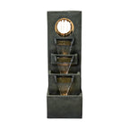 Resin Moon Gate Outdoor Water Fountain 39 Inch Warm LED