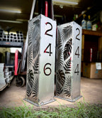 Tropical Breeze Address Solar Pillar Light - Steel