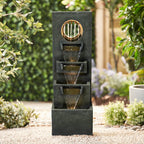 Resin Moon Gate Outdoor Water Fountain 39 Inch Warm LED