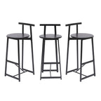 27''H Barstool Set of 3 Wooden Round Bar Stools with Footrest