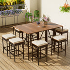 GO 10-Piece Outdoor Acacia Wood Bar Height Table And Stools Set