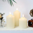4/5/6inch High 3D Flameless Candles (Set of 3)