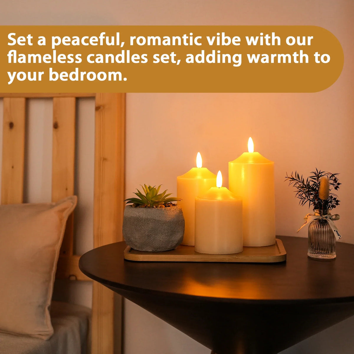 4/5/6inch High 3D Flameless Candles (Set of 3)