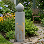 Metal Sphere Water Fountain Outdoor with LED