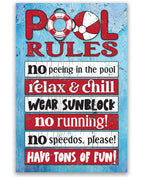 Pool Rules - Metal Sign