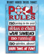 Pool Rules - Metal Sign