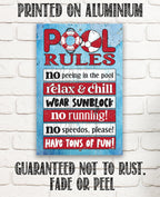 Pool Rules - Metal Sign
