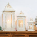 Set of 3 20"&14.5"&9.5"H Decorative Candle Lanterns (Beige)