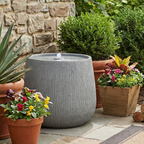 Resin Bubbler Fountain Outdoor Rippled Drum