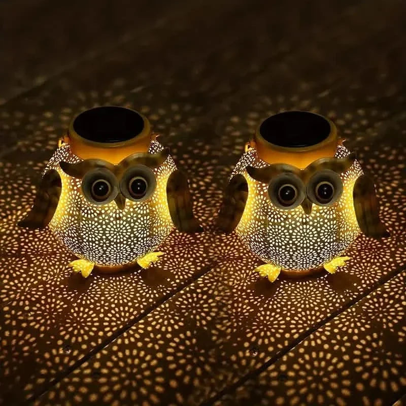 Solar Garden Hanging Light Owl Pattern