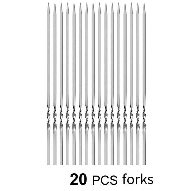 Stainless Steel Barbeque Skewer Storage Tube Reusable Grill Sticks Flat BBQ Fork BBQ Utensil Kitchen Outdoor Camping Accessories Kebab Skewers with Portable Metal Storage Tube Reusable for Grilling Barbecue Kitchen Party and Outdoor Cooking
